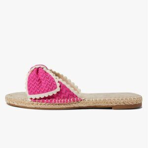 Bandolino Women's Braylin 2 Flat Sandal Pink Crochet Knit Lace Bow Size 8